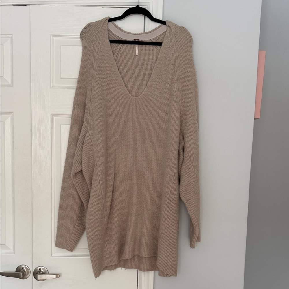 FREE PEOPLE' V-Neck Sweater Dress - Taupe